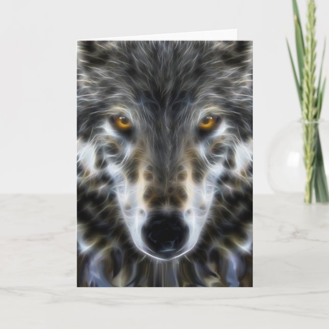 Tarjeta Retrato inspirador del lobo del arbolado (Anverso)
