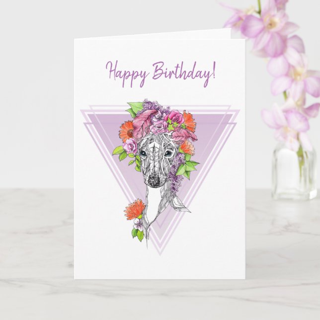 Tarjeta Retrato italiano de perro de gallo con flores arte (Orquídea)