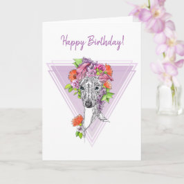 Tarjeta Retrato italiano de perro de gallo con flores arte