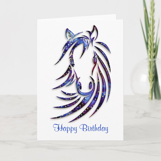 Tarjeta Retrato mágico místico de caballo cumpleaños (Anverso)