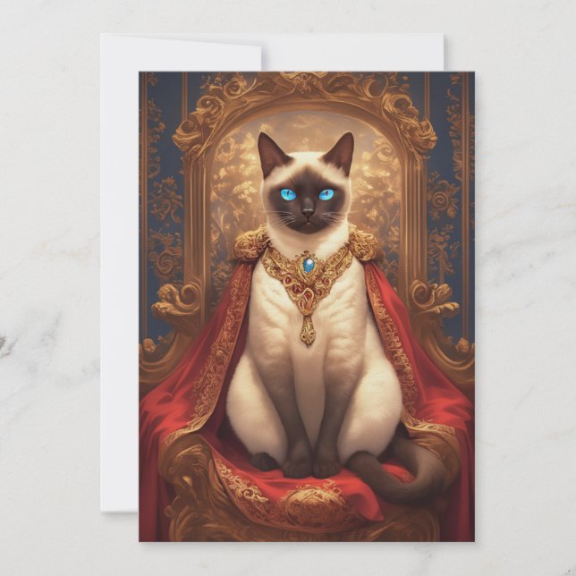 Tarjeta Retrato majestuoso del gato real siamés (Anverso)