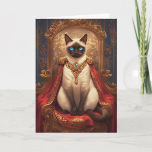 Tarjeta Retrato Majestuoso del Gato Real Siames