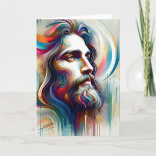 Tarjeta Retrato moderno de Jesús con remolinos coloridos y