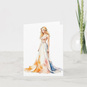 Tarjeta Retrato O de mujer - acuarelas y pluma