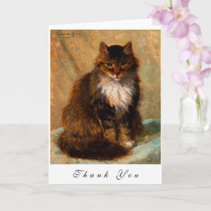 Tarjeta Retrato Pintado de Gato Maine Coon Vintage Agradec