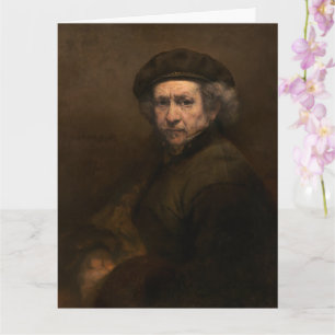 Tarjeta Retrato propio de Rembrandt: pintor holandés de la