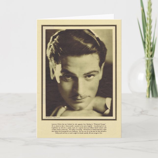 Tarjeta Retrato vintage de Laurence Olivier (Anverso)