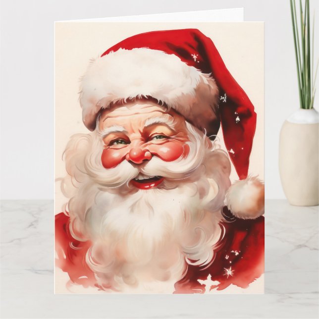 Tarjeta Retrato vintage de Papá Noel (Anverso)