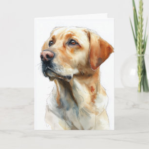 Tarjeta retriever labrador amarillo acuarela