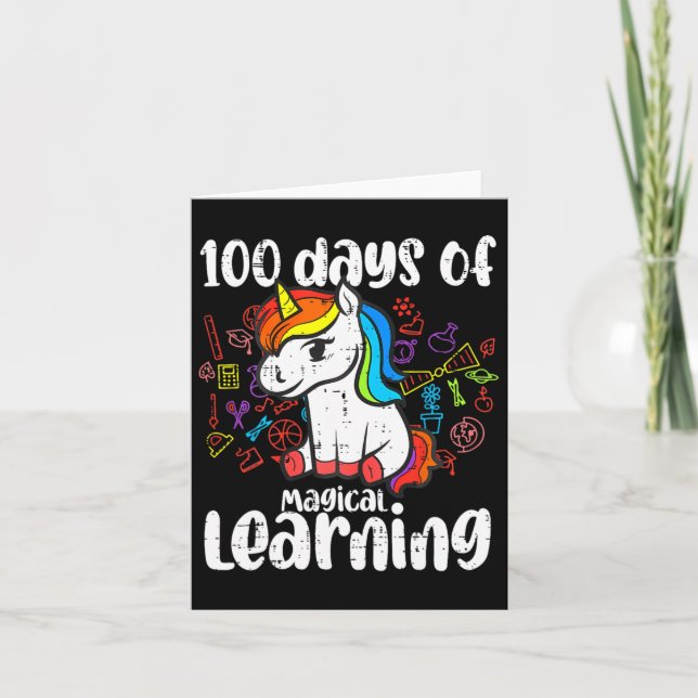 Tarjeta Retro 100 Días De Aprendizaje Mágico Chicas Unicor (Anverso)