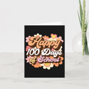 Tarjeta Retro 100 días de maestros escolares niños Groovy 