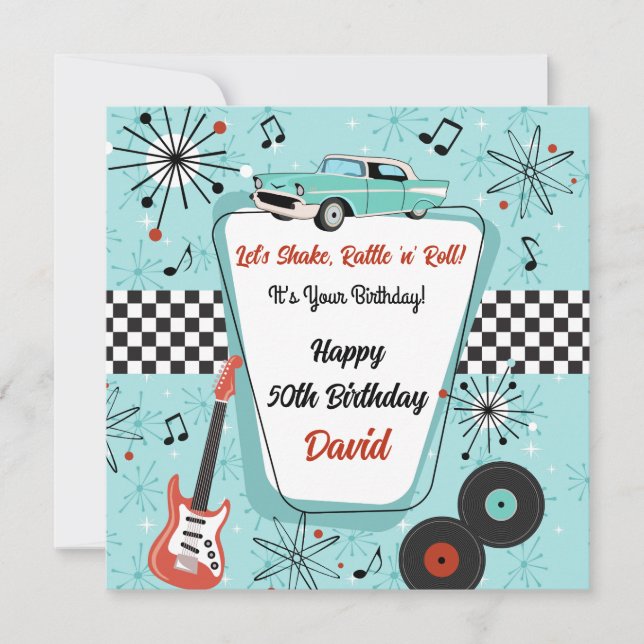 Tarjeta Retro 1950's Diner Birthday (Anverso)