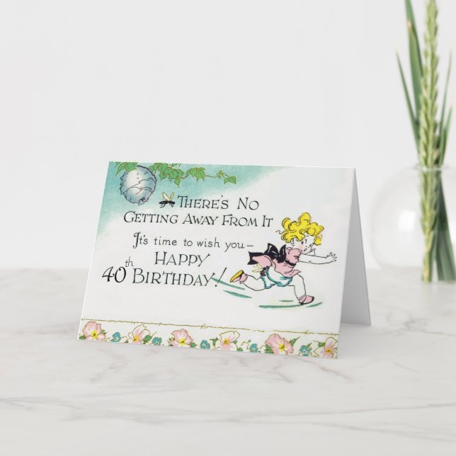 Tarjeta Retro 40 cumpleaños (Anverso)