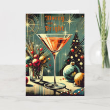 Retro 50s Martini de Navidad Alegre y Brillante