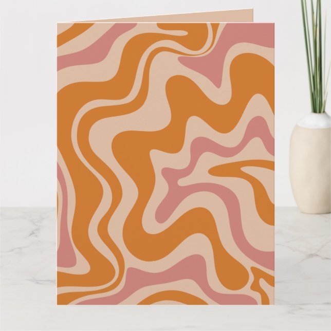 Tarjeta Retro 60 años 70 Psicodelic Swirls Naranja Pink (Anverso)