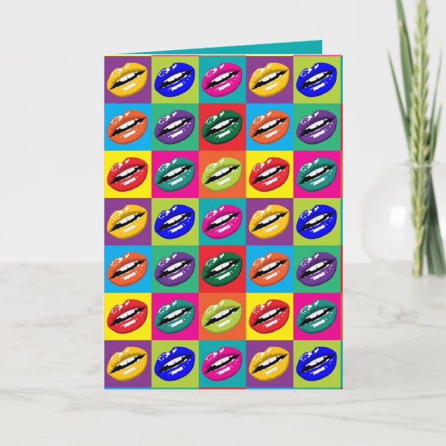 Tarjeta Retro 60 Lips Pop Cultura Art Deco Personalización (Anverso)