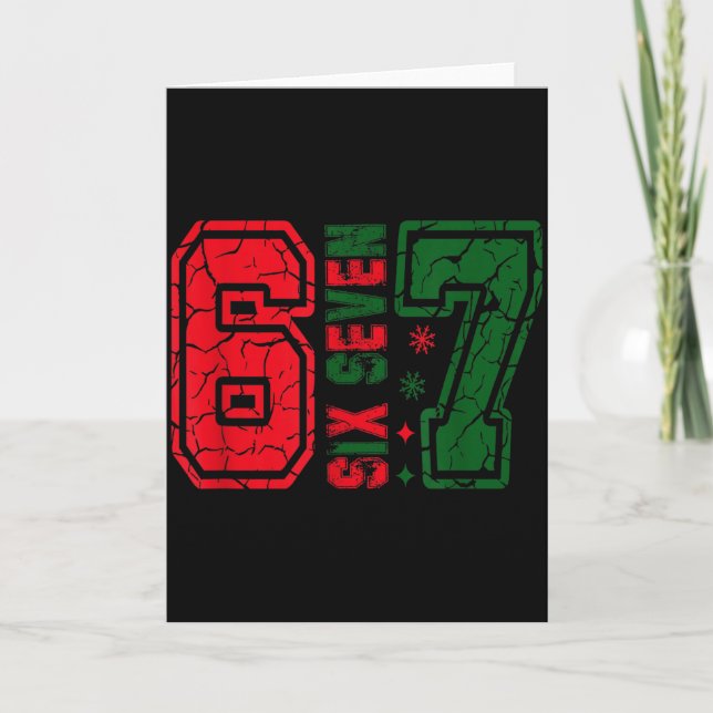 Tarjeta Retro 67 Funny Six Seven Meme 6 7 Number Christmas (Anverso)