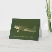 Retro #87 Green Airplane Birthday Card