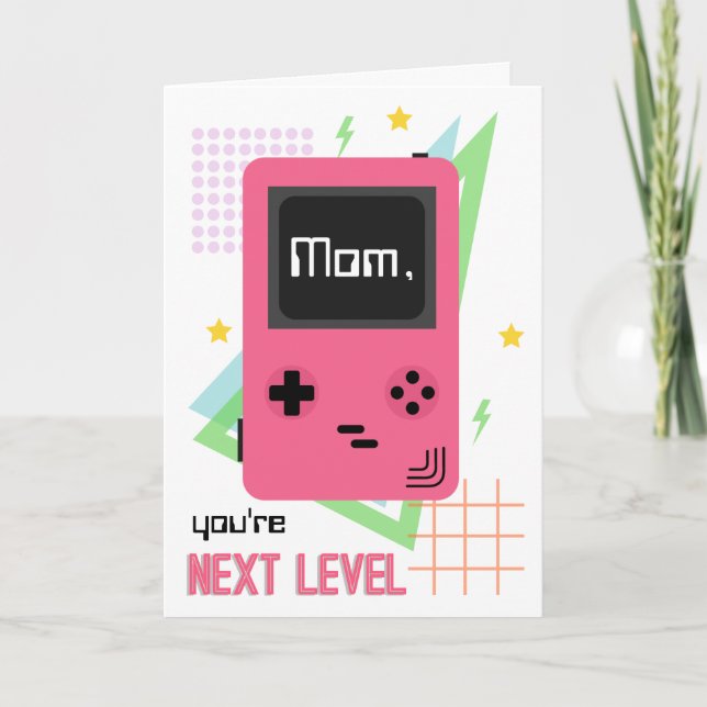Tarjeta Retro 90 Pink Videojuego Día de la Madre (Anverso)