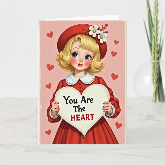 Tarjeta Retro Adorable Eres El Corazón (Anverso)