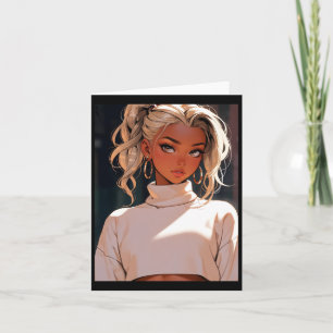 Tarjeta Retro Anime Elegante Chica de la rubia elegante Mo