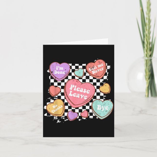 Tarjeta Retro Anti Valentines Funny Valentine Candy Heart  (Anverso)