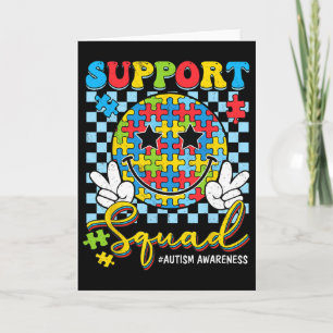 Tarjeta Retro Apoyo Conciencia del Autismo Equipo Sonrisa