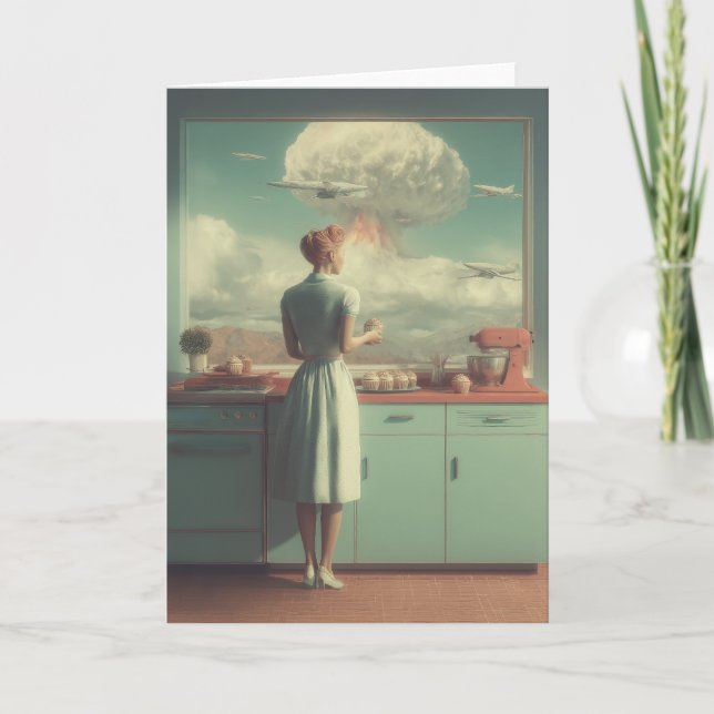 Tarjeta Retro Atomic Kitchen Surreal Art (Anverso)