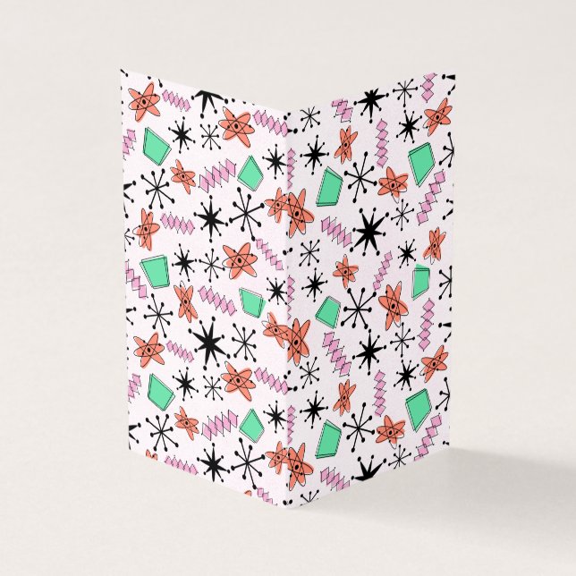 Tarjeta Retro Atómico MCM Naranja rosa Negro Verde (Exterior)