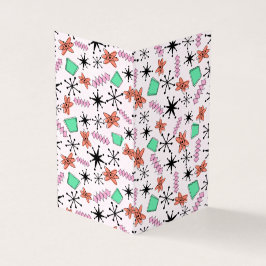 Tarjeta Retro Atómico MCM Naranja rosa Negro Verde