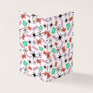 Tarjeta Retro Atómico MCM Naranja rosa Negro Verde