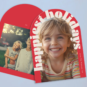 Tarjeta retro audaz de una foto de Navidades moder