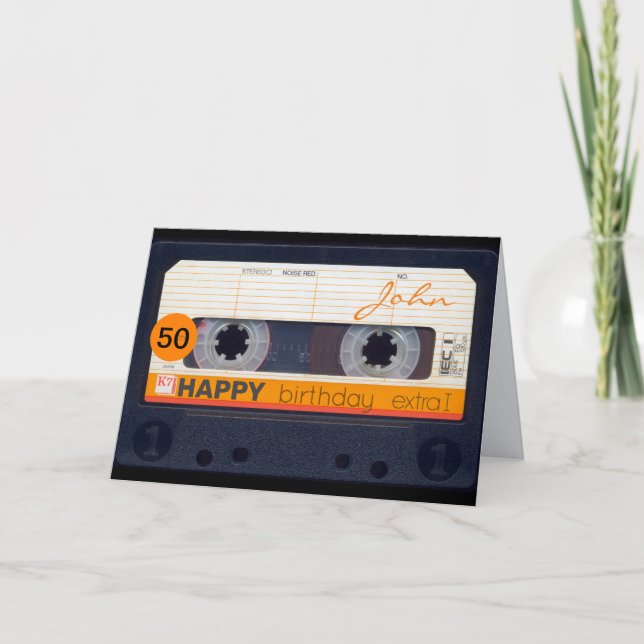Tarjeta Retro Audiotape 50 cumpleaños HGC personalizado (Anverso)