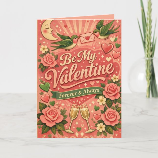 Tarjeta Retro Be My Valentine Custom (Anverso)