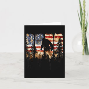 Tarjeta Retro Bigfoot Ee.Uu. Bandera Estadounidense Día de