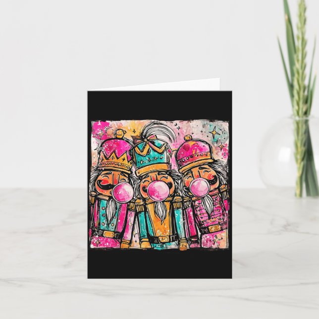 Tarjeta Retro Brushstroke Nutcracker Blowing Bubble Gum Ch (Anverso)
