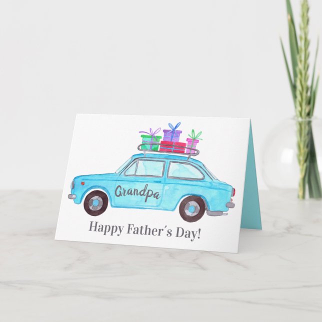 Tarjeta Retro Car Personalizable para el Día del P (Anverso)