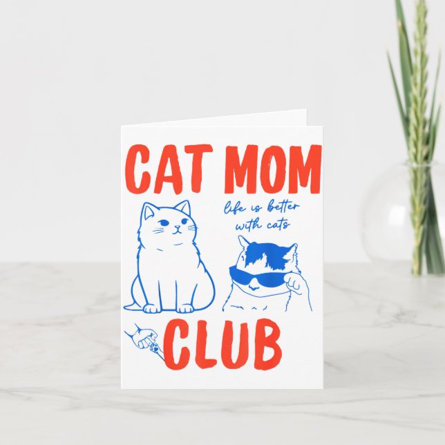 Tarjeta Retro Cat Mom Club Funny Cat Meme Mama Grandma Mot (Anverso)