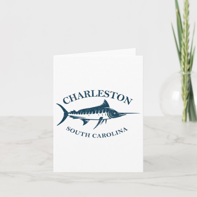 Tarjeta Retro Charleston South Carolina Vintage Fishing Bo (Anverso)