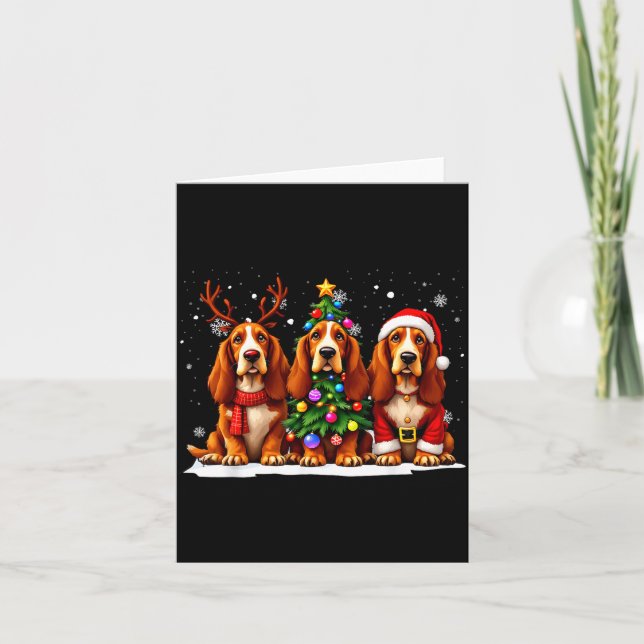 Tarjeta Retro Christmas Bet Hound Santa Reindeer Dog Lover (Anverso)