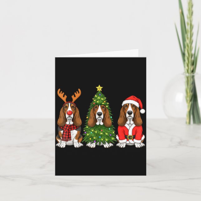 Tarjeta Retro Christmas Bet Hound Santa Reindeer Dog Lover (Anverso)