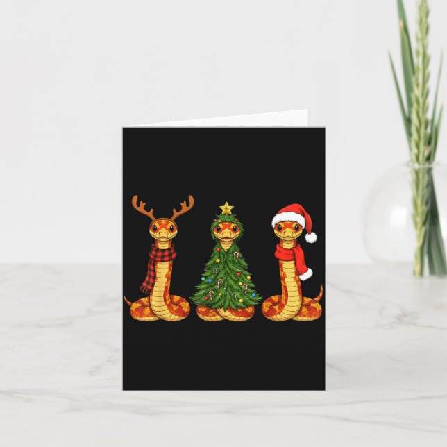 Tarjeta Retro Christmas Corn Snake Santa Reindeer  (Anverso)