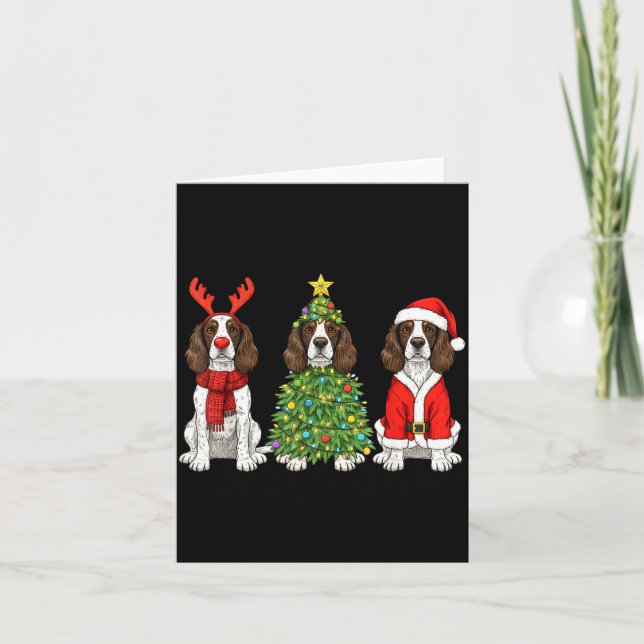 Tarjeta Retro Christmas English Springer Spaniel Santa Rei (Anverso)