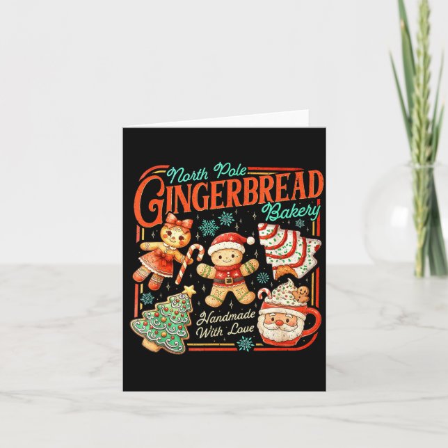 Tarjeta Retro Christmas Gingerbread Bakery North Le Cookie (Anverso)