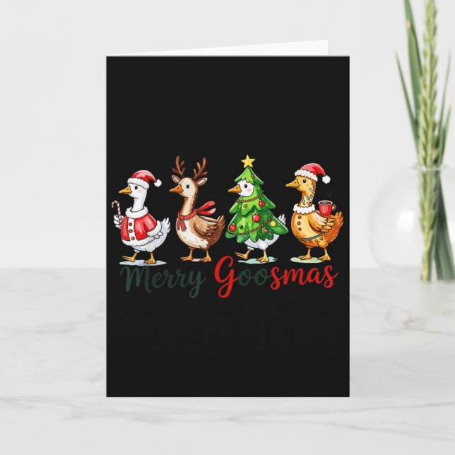 Tarjeta Retro Christmas Goose Xmas Merry Goosmas  (Anverso)