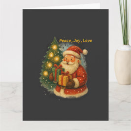 Tarjeta “Retro Christmas Greeting Card – Santa with Gifts”