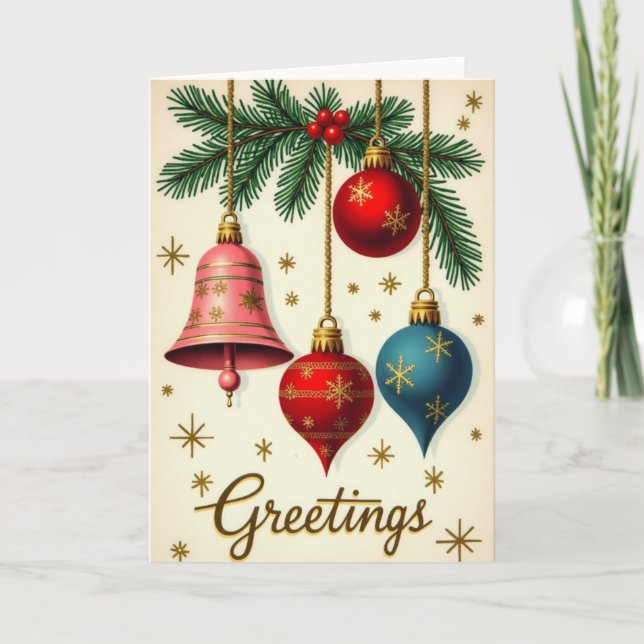 Tarjeta Retro Christmas Greetings Card (Anverso)