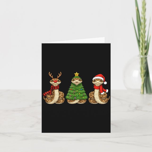 Tarjeta Retro Christmas Hognose Snake Santa Reindeer  (Anverso)