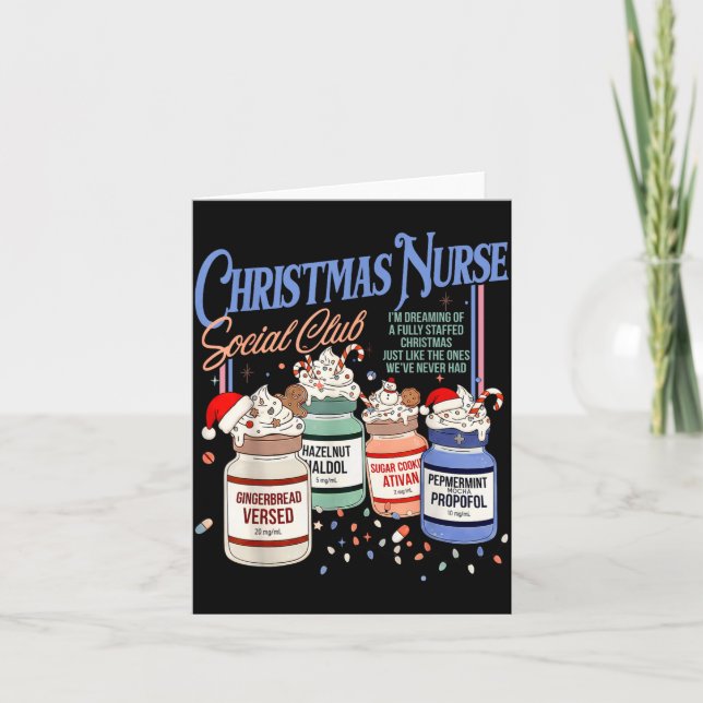 Tarjeta Retro Christmas Nurse Social Icu Nurse Profol Xmas (Anverso)