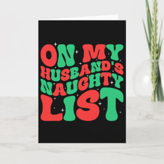 Tarjeta Retro Christmas On My Husbynds Naughty List